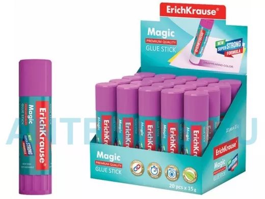 Клей-карандаш "Magic", 15 г "BR-102886", обесцвечивающийся после высыхания