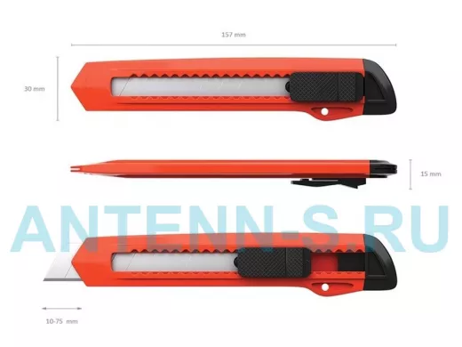 Нож канцелярский 18 мм "IQKANC 108206", автофиксатор, корпуса в ассортименте, подвес