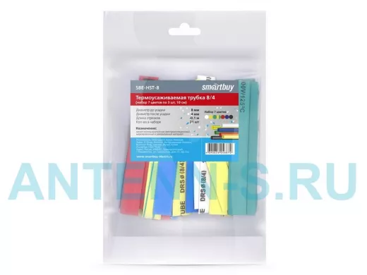 Термоусаживаемая трубка 8/4 набор (7 цветов по 3 шт, 10 см) (SBE-HST-8)