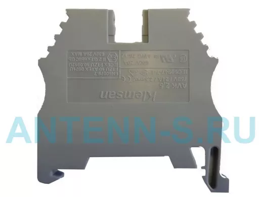 Клеммник на DIN-рейку 2,5мм.кв. (серый) AVK2,5,арт.304120