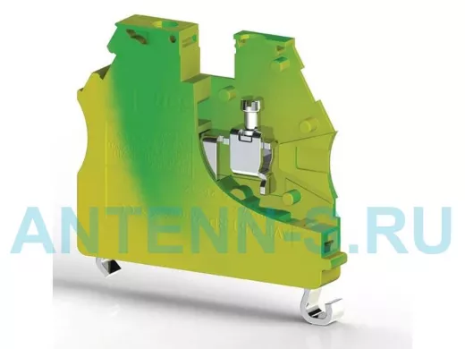 Клеммник на DIN-рейку 2,5мм.кв. (земля,жёлто-зелёный) AVK2,5/4T,арт.334120