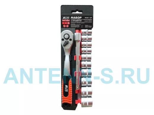 Набор головок торцевых с аксессуарами 3/8"DR (10-24 мм) (12 предметов) AVS NG38-12P