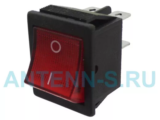 Переключатель Клавиша  MIRS-101-3D (I-O) (красная-неон подсв.) (уст.20x13мм) (2 конт.250В/6A)