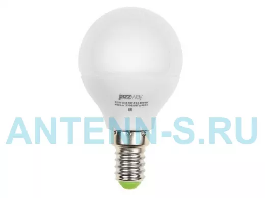 Светодиодная лампа E14 5W 4000K G45 400Lm, аналог 40Вт, JazzWay PLED-ECO