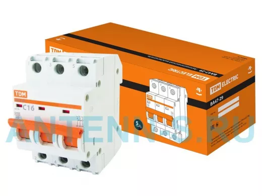 Автоматический выключатель ВА47-29 3Р 16А 4,5кА х-ка С TDM SQ0206-0109