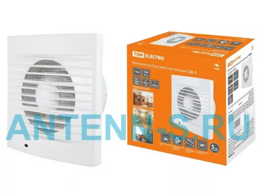 Вентилятор TDM бытовой настенный 120С без обратного клапана КО SQ1807-0002