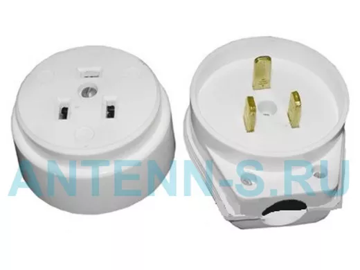 Разъем РШ-ВШ 32А 250В 2Р+РЕ CУ белый TDM SQ1812-0004