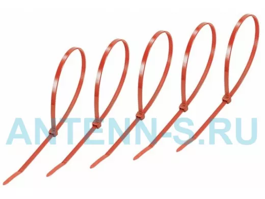 300х5мм кабельный хомут (стяжка нейлонoвая) nylon красная (25 шт) REXANT