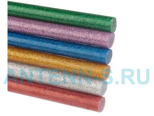 Клеевые стержни, диаметр 11,0мм, длина 100мм, цветной с блестками  (12шт) REXANT цена за 1 упаковку