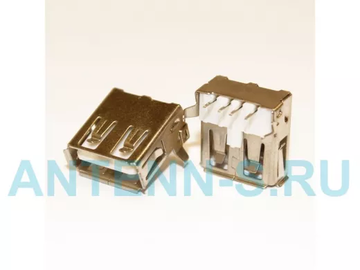 Разъём компьют: гнездо USB-A на плату, USBA-1J (выв. перпендик. плоскости) 107757