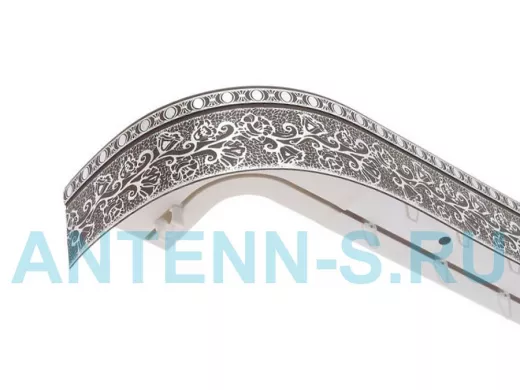 160см карниз КРУЖЕВО СЕРЕБРО ШОКОЛАД 2х рядный с декор. планкой 70мм в инд. упаковке. ультракомпакт