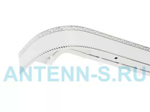 240см карниз ЕСЕНИН СЕРЕБРО 3х рядный с декор. планкой 70мм БЕЛЫЙ ГЛЯНЕЦ. в инд. уп. ультракомпакт