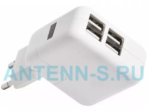 Зарядное устройство 4xUSB  REXANT переходник+адаптер (5V, 2 выхода x 2100mA и 2 выхода x 1000mA)