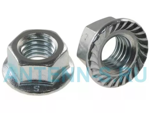 Гайка шестигранная с фланцем, цинк DIN 6923 М6 (6500 шт)  в упаковке 6500шт, вес 1шт г, цена за 1шт