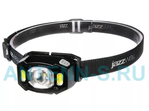 Фонарь  Jazzway AccuH3- L5W-bk налобный чёрный ( Micro USB, 300 Лм, IP54, литий-полимерный аккумулят