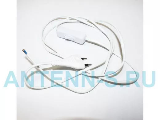 Шнур сетевой L-1,8 м с БРА-выключателем, белый ШВВП 2*0,50мм.кв,