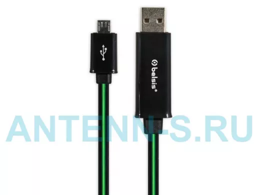 Кабель микро USB (AM/microBM)  0.8 м BS1041 с диодной индикацией