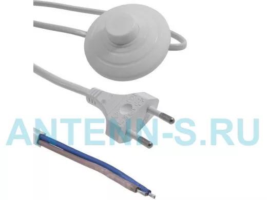 Сетевой шнур с выключателем для бра 2.5 метра 2x0.75мм "ABI 196304" белый