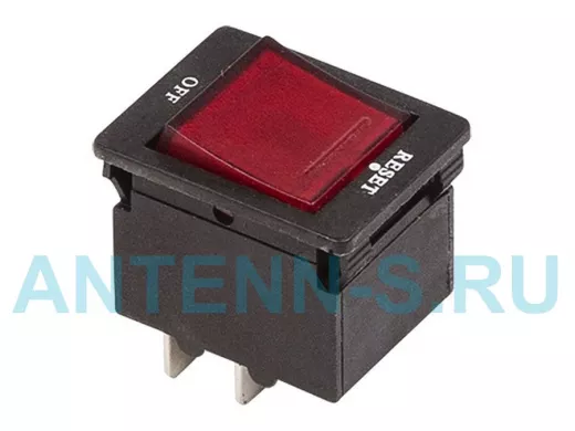 Выключатель - автомат клавишный 250V 10А (4с) RESET-OFF красный, с подсветкой  REXANT