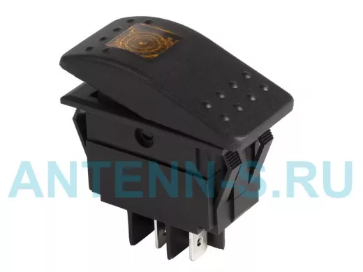 Выключатель клавишный 12V 35А (4с) ON-OFF желтый  с подсветкой  REXANT