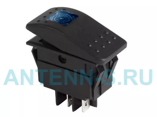 Выключатель клавишный 12V 35А (4с) ON-OFF синий  с подсветкой  REXANT