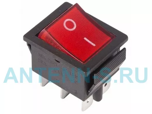 Выключатель клавишный 250V 15А (6с) ON-ON красный  с подсветкой  REXANT
