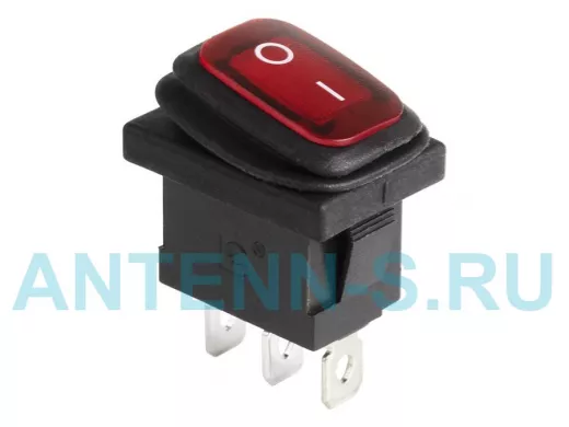 Выключатель клавишный 250V 6А (3с) ON-OFF красный  с подсветкой  Mini ВЛАГОЗАЩИТА REXANT