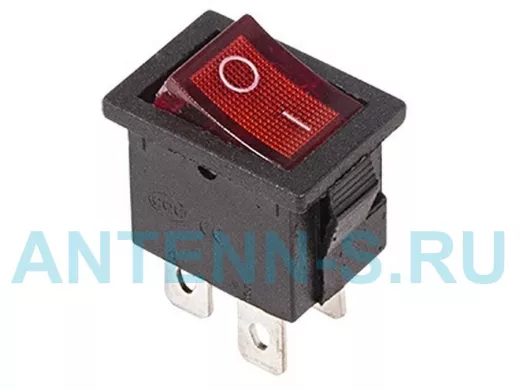 Выключатель клавишный 250V 6А (4с) ON-OFF красный  с подсветкой  Mini  REXANT
