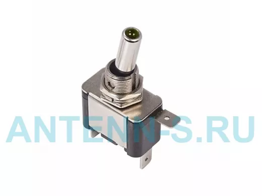 Тумблер 12V 20А (3c) ON-OFF однополюсный  с зеленой LED подсветкой  REXANT