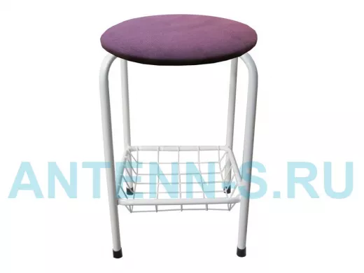Табурет с подставкой для ног и корзинкой для вещей "TABURETTO-20389" белые ножки, бордовый, ткань