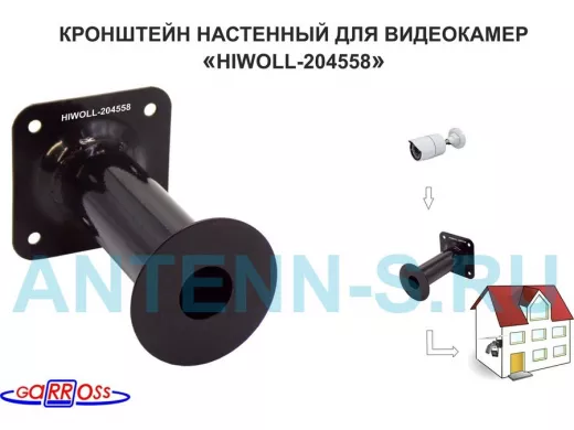 Кронштейн 15 см "HIWOLL-204558" бокс настенный для видеокамеры, отв.25мм, диск 93мм, сталь, чёрный