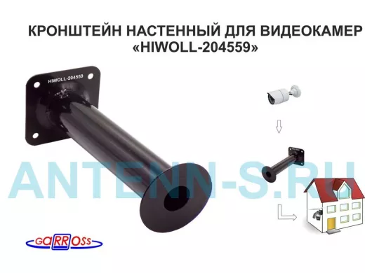 Кронштейн 25 см "HIWOLL-204559" бокс настенный для видеокамеры, отв.25мм, диск 93мм, сталь, чёрный