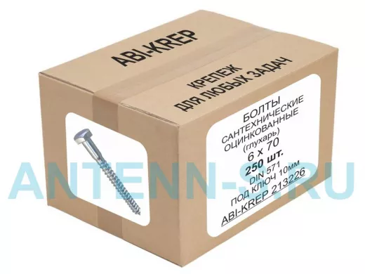 Болты сантехнические оцинкованные  6х 70 DIN 571 ( 250шт) 