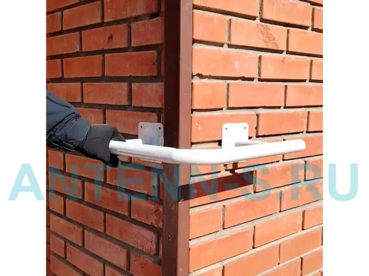 Поручень угол 90гр, наружний, 40х40см "ПоручПро-217108" вылет 16см, серый, 2 опоры, диаметр 32мм