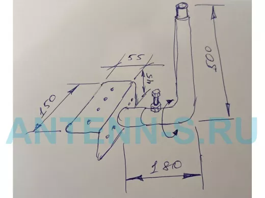Кронштейн антенный на торец крыши, поворотный, вверх 50 см, обжат, 5х15см "ТОРЕЦКРЕП-217472" черный