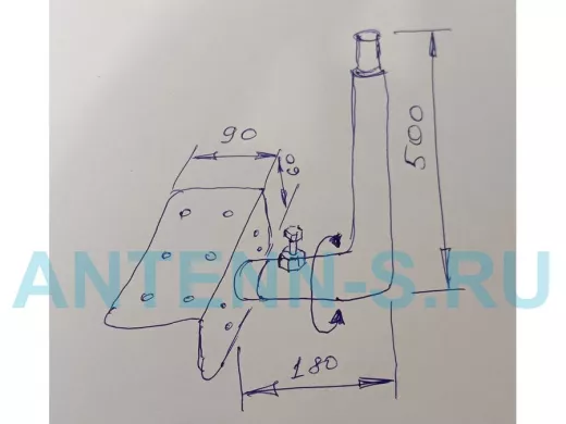 Кронштейн антенный на торец крыши, поворотный, вверх 50 см, 9х15см, обжат "ТОРЕЦКРЕП-217491" серый