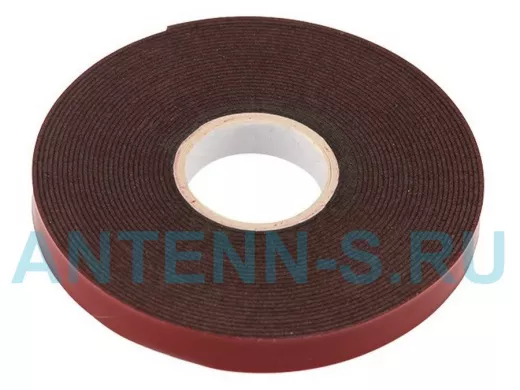 Двухсторонний скотч серый на HBA акриловой основе, защитная пленка красная, 9 мм, 5 м REXANT