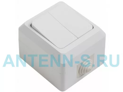 Выключатель  двухклавишный влагозащищенный открытой установки 10 А IP44 PROCONNECT