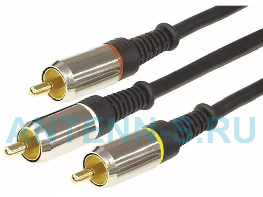 Шнур 3тюльпана / 3тюльпана  1,5м  (GOLD) - металл  REXANT