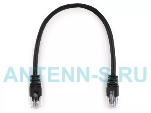 Патч-корд Cablexpert PP6U-0.25M/BK кат.6, 0.25м, UTP, литой, многожильный (чёрный) PP6U-0.25M/BK