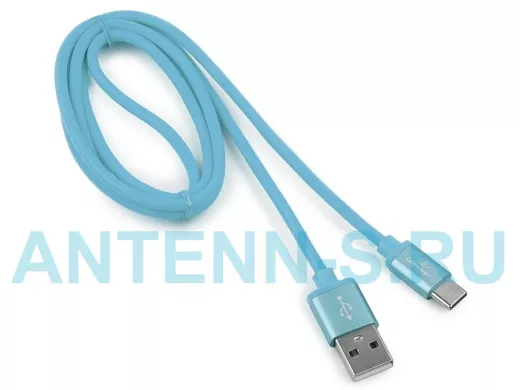 Шнур USB / Type-C Cablexpert CC-S-USBC01Bl-1M, AM/Type-C,серия Silver, длина 1м,синий,блистер,2,0