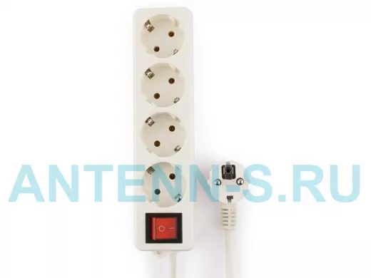 Сетевой удлинитель  Гарнизон ELB-G4-W-5, 4 евророзетки с выключателем и заземлением