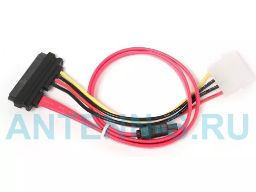 Кабель Combo SATA Cablexpert CC-SATA-C1, molex+SATA/SATA, 15pin+7pin, (длина инт - 35см, питание - 1