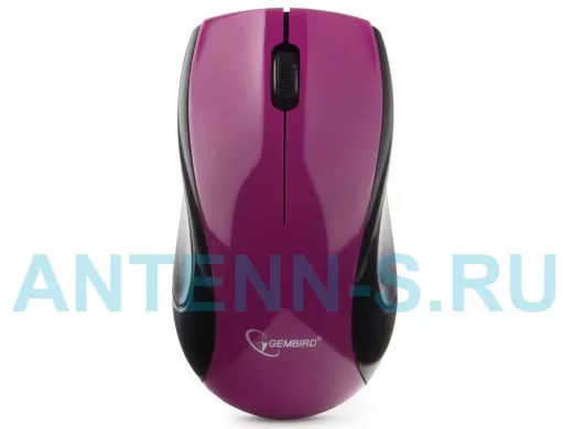 Мышь беспроводная Gembird MUSW-320-P, 2.4ГГц, фиолетовый, 2 кнопки+колесо-кнопка, 1000 DPI, батарейк