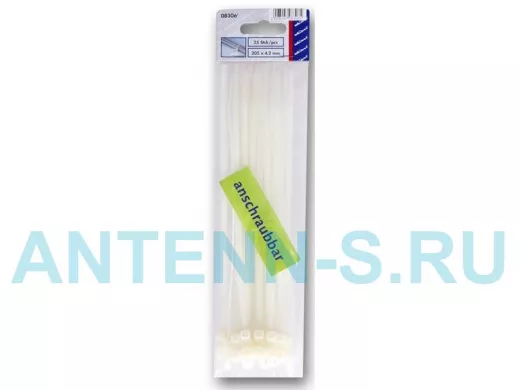 200х4,2мм кабельный хомут (стяжка) 25шт. Цвет: белый.