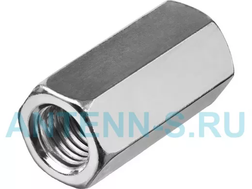 Гайка переходная, цинк DIN 6334  М6 (2200 шт)  в упаковке 2200шт, вес 1шт г, цена за 1шт