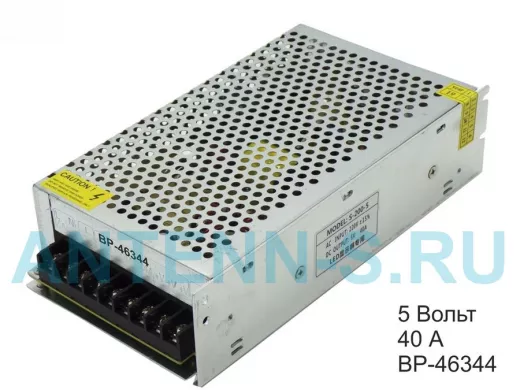 Блок питания  5 Вольт40А  "BP-46344"  импульсный модульный 5V 40A S-A-200-5