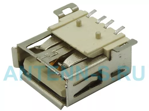 гнездо USB-A  на плату 4 вывода крепления SMD