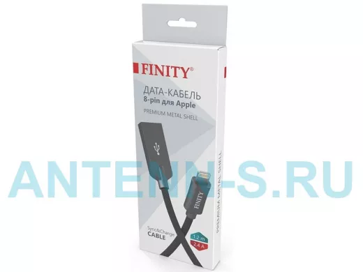 Шнур USB / Lightning (iPhone) FINITY FUL-07 Premium Series, синий, круглый, 1,2м