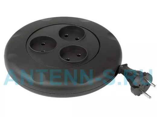 Сетевой удлинитель  Smartbuy  3 гнезда 3 метра 10А/2,2кВт, б/з, круглый, черный (SBE-10-3-03-B)/40